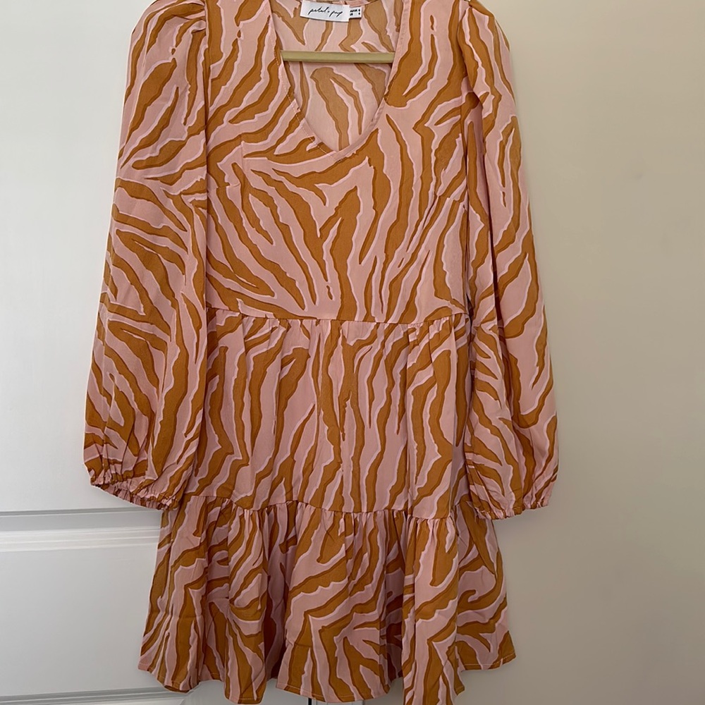 Pink and tan zebra print dress
